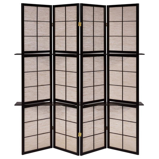 Iggy - 4-Panel Room Divider Folding Shoji Screen - Cappuccino