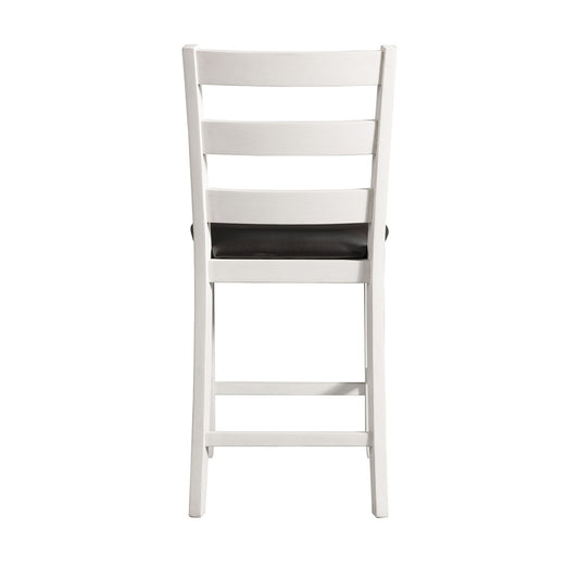 Martin - Counter Side Chair With Black PU (Set of 2) - White Finish