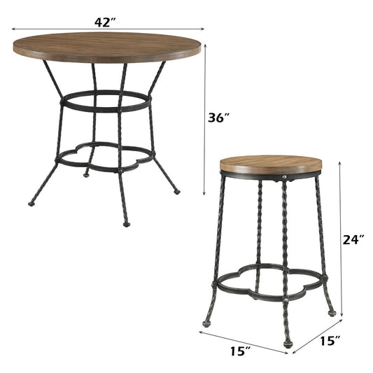 Qamar - 5 Piece Counter Height Table Set - Walnut & Antique Black