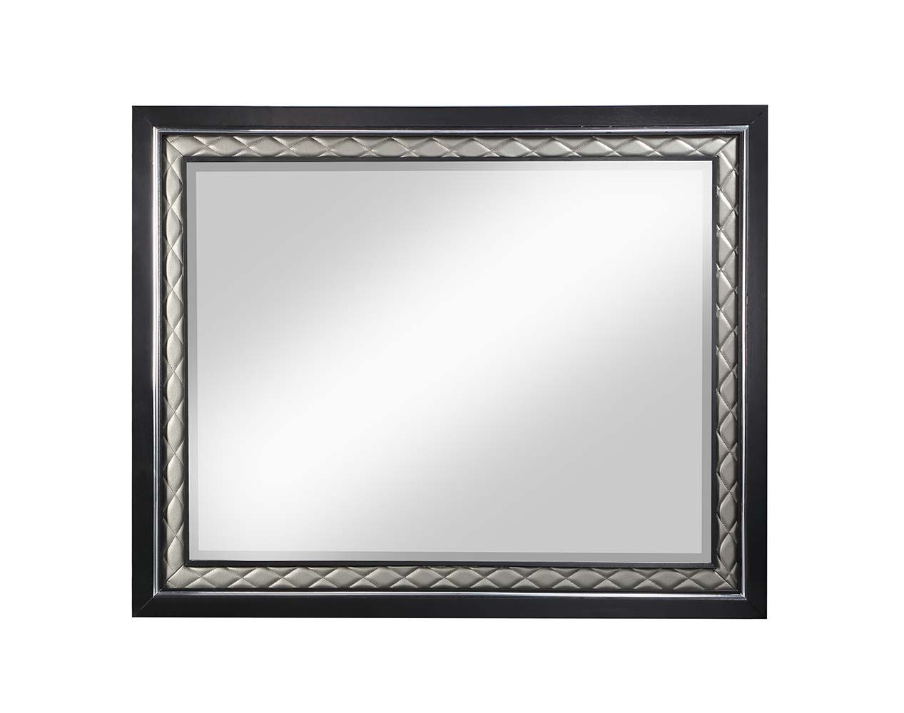 Nicola - Mirror - Silver Synthetic Leather & Black