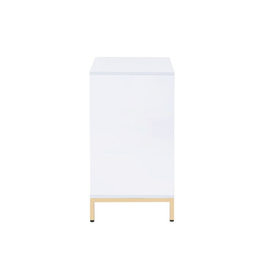 Ottey - Cabinet - White High Gloss & Gold