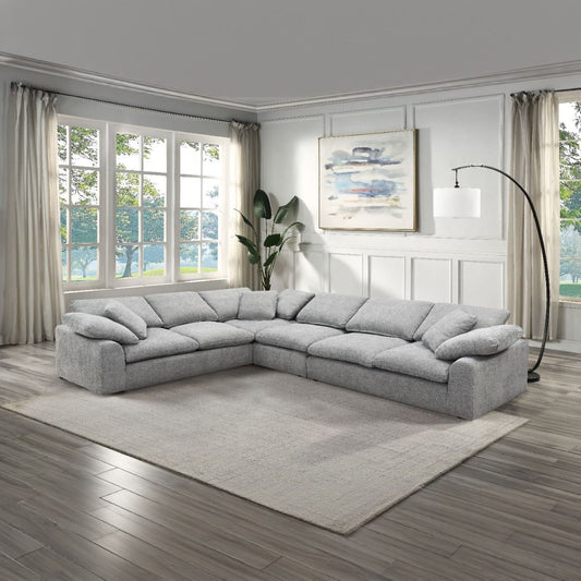 Naveen - Sectional Sofa With 6 Pillows - Gray Linen
