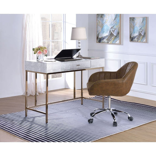 Piety - Writing Desk (Same Ac00893) - Silver Synthetic Leather & Champagne