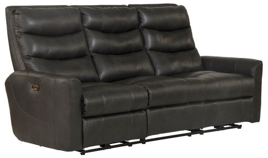 Bosa - Leather Power Reclining Sofa - Charcoal