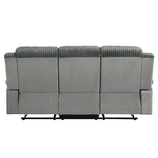 Lesley - Motion Sofa - Gray Corduroy & Velvet