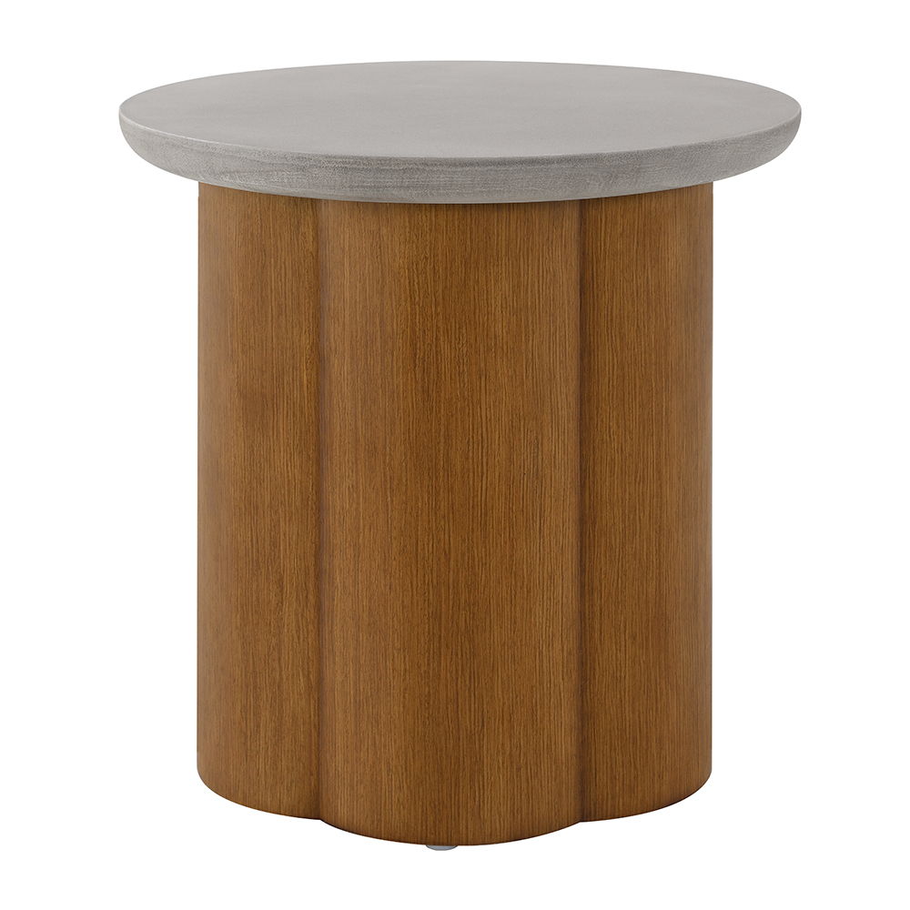 Evelyn - End Table - Faux Concrete Top & Walnut Finish
