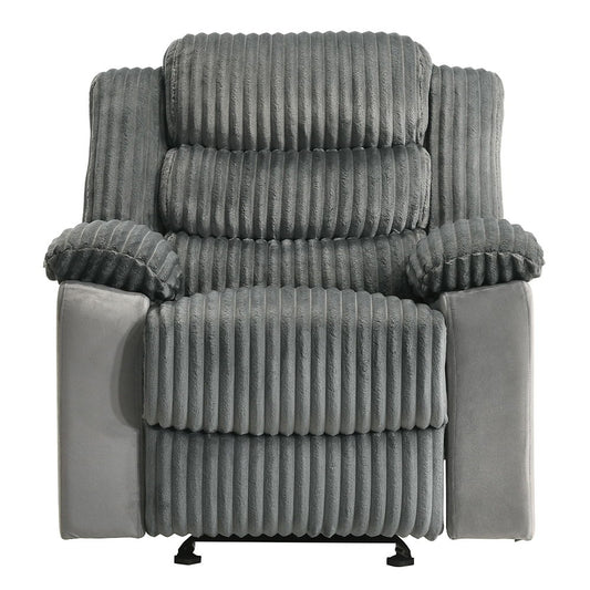 Lesley - Motion Glider Recliner - Gray Corduroy & Velvet