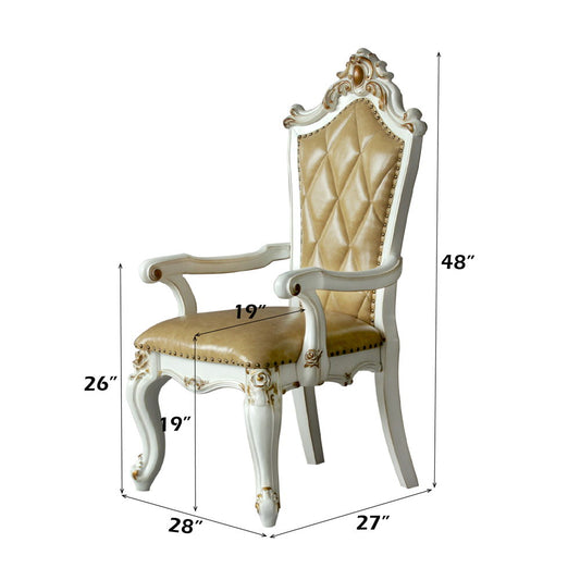 Picardy - Arm Chair (Set of 2) - Butterscotch Synthetic Leather & Antique Pearl