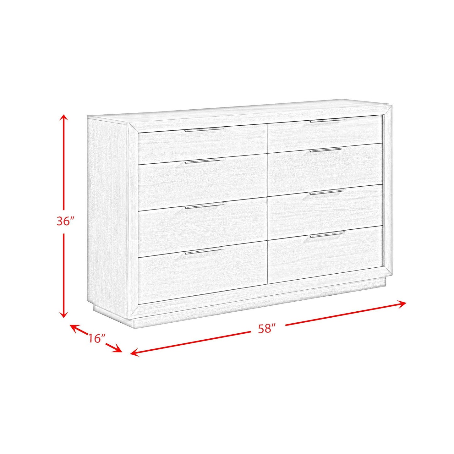 Arcadia - 8-Drawer Dresser - Gray