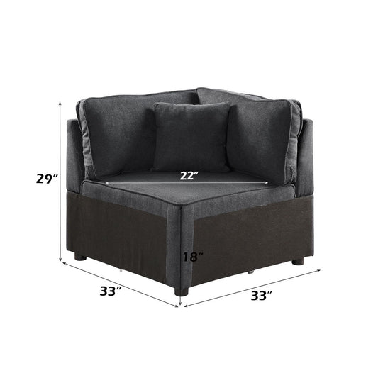 Silvester - Modular Wedge With Pillow - Gray Fabric