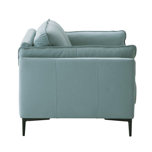 Mesut - Loveseat - Sage Green Top Grain Leather & Black