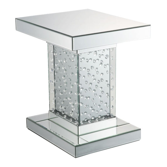 Nysa - 20" End Table - Mirrored & Faux Crystals