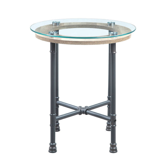 Brantley - End Table - Clear Glass & Sandy Gray