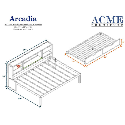 Renell - Twin Bed With Trundle & Storage - Black & Silver