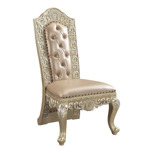 Vatican - Side Chair (Set of 2) - Synthetic Leather & Champagne Silver