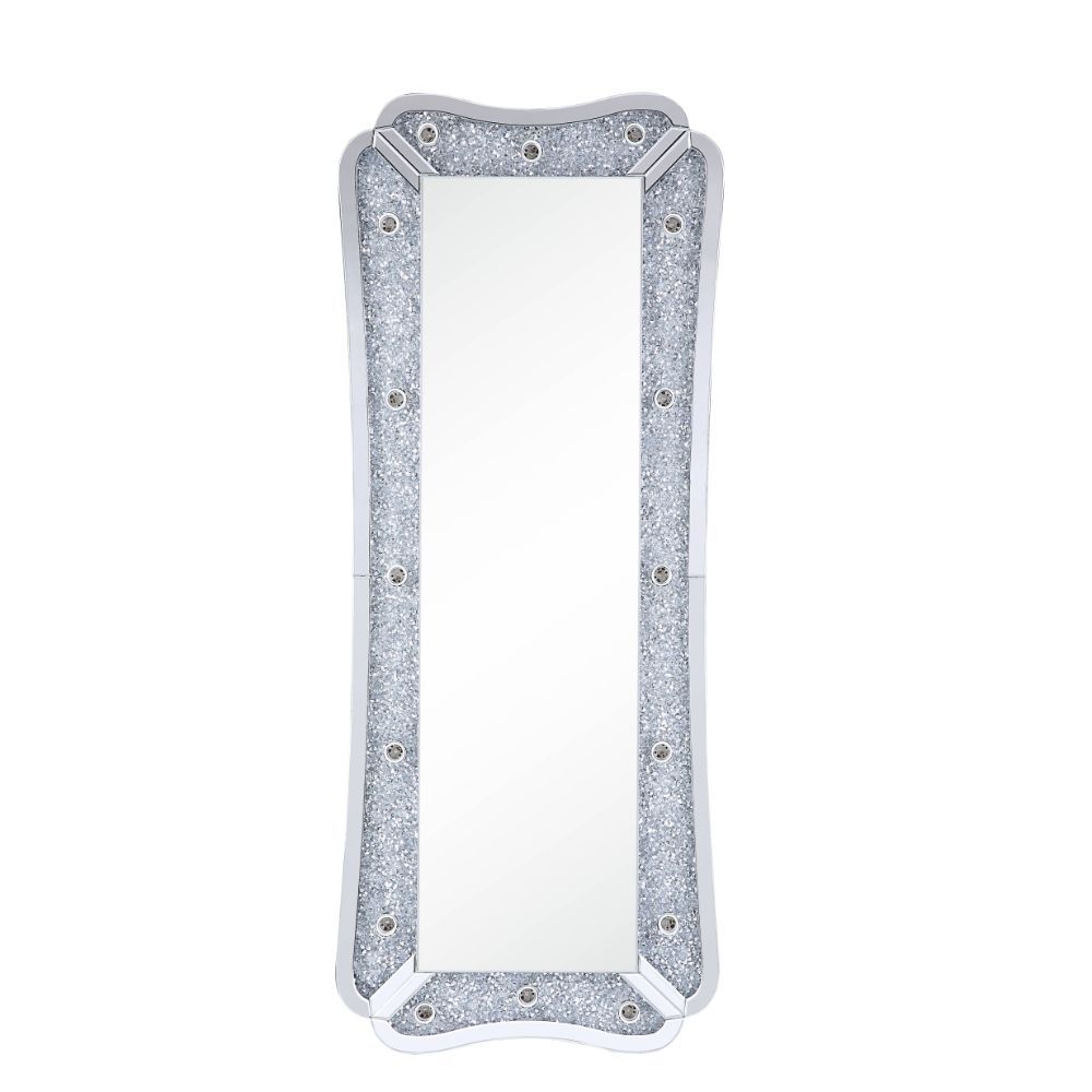 Noralie - 63" Floor Mirror With Faux Diamonds - Mirrored