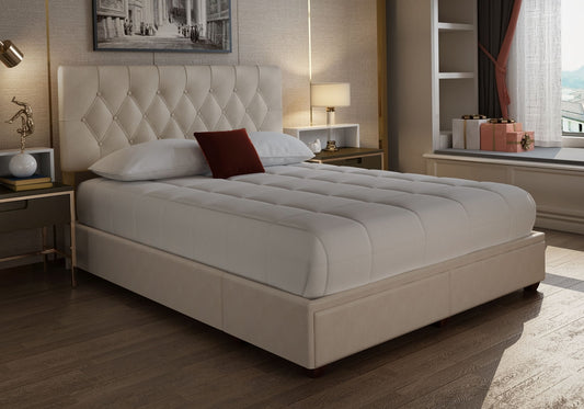 Elise - Upholstered King Storage Bed In A Box - Cream