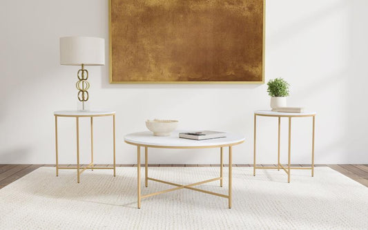 Ellison - Round Marble Coffee And End Table Set