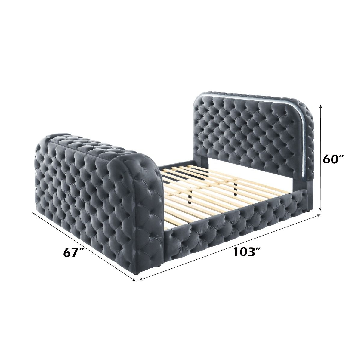 Kana - Bed With LED, Fireplace & TV Stand