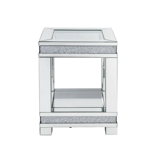 Noralie - 20" Square End Table - Mirrored & Faux Diamonds