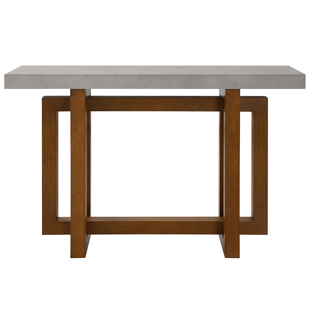 Keven - Sofa Table - Faux Concrete Top & Walnut Finish