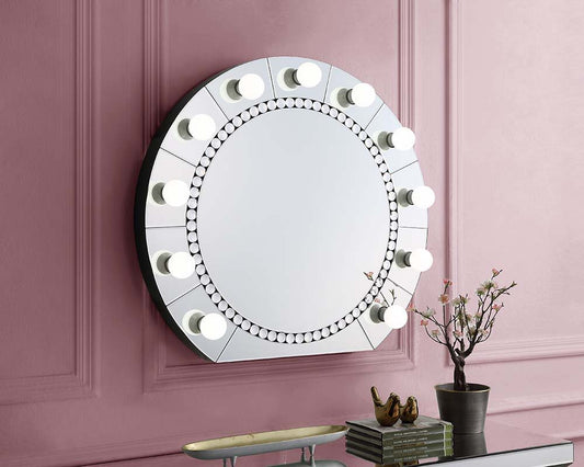 Farai - 29" Accent Mirror - Mirrored & Faux Crystal Diamonds