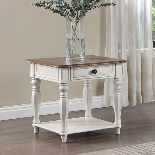 Florian - End Table - Oak & Antique White