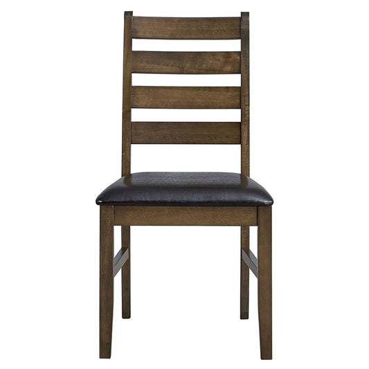 Damica - Side Chair Set of 2) - Brown Synthetic Leather & Walnut