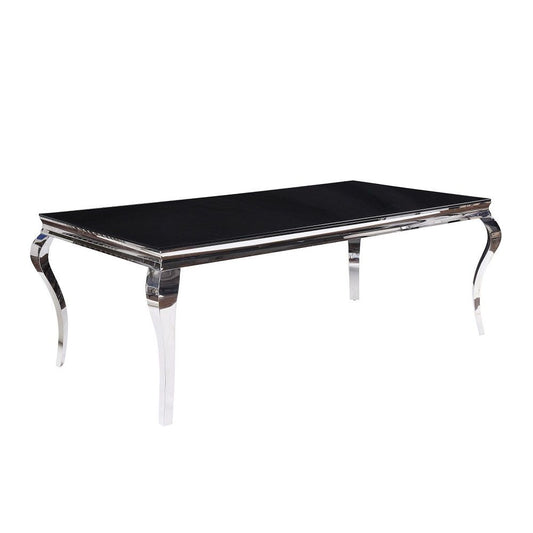 Fabiola - Dining Table - Black Glass Top & Stainless Steel