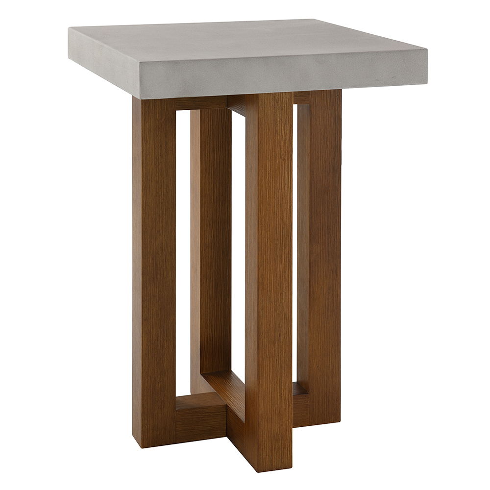 Keven - End Table - Faux Concrete Top & Walnut Finish