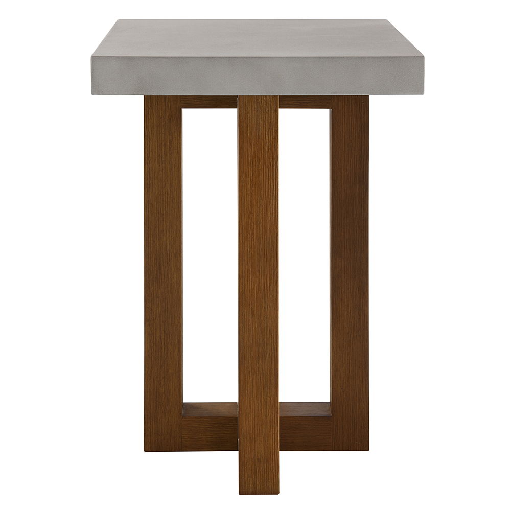 Keven - End Table - Faux Concrete Top & Walnut Finish