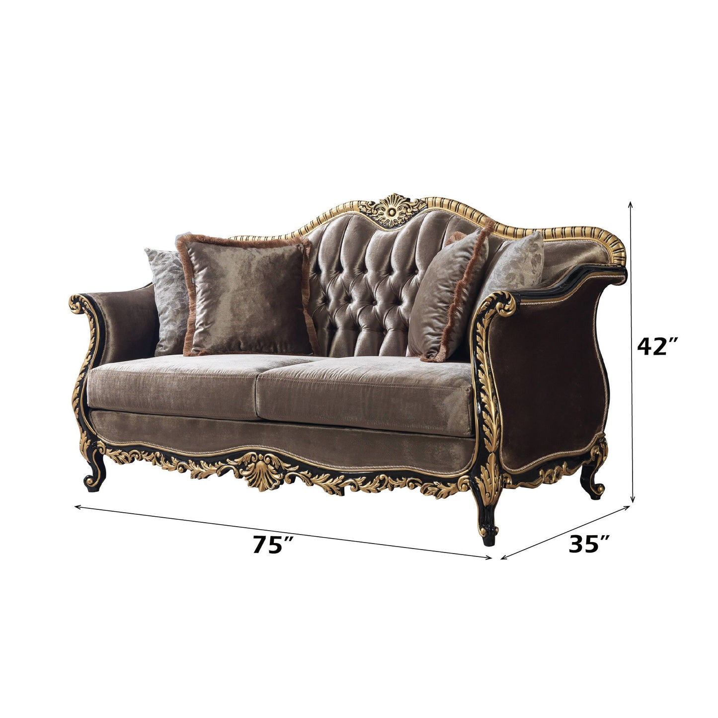Betria - Loveseat With 4 Pillows - Gold & Black High