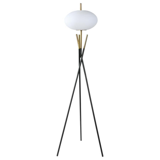 Layton - White Orb Shade Tripod Floor Lamp - Black