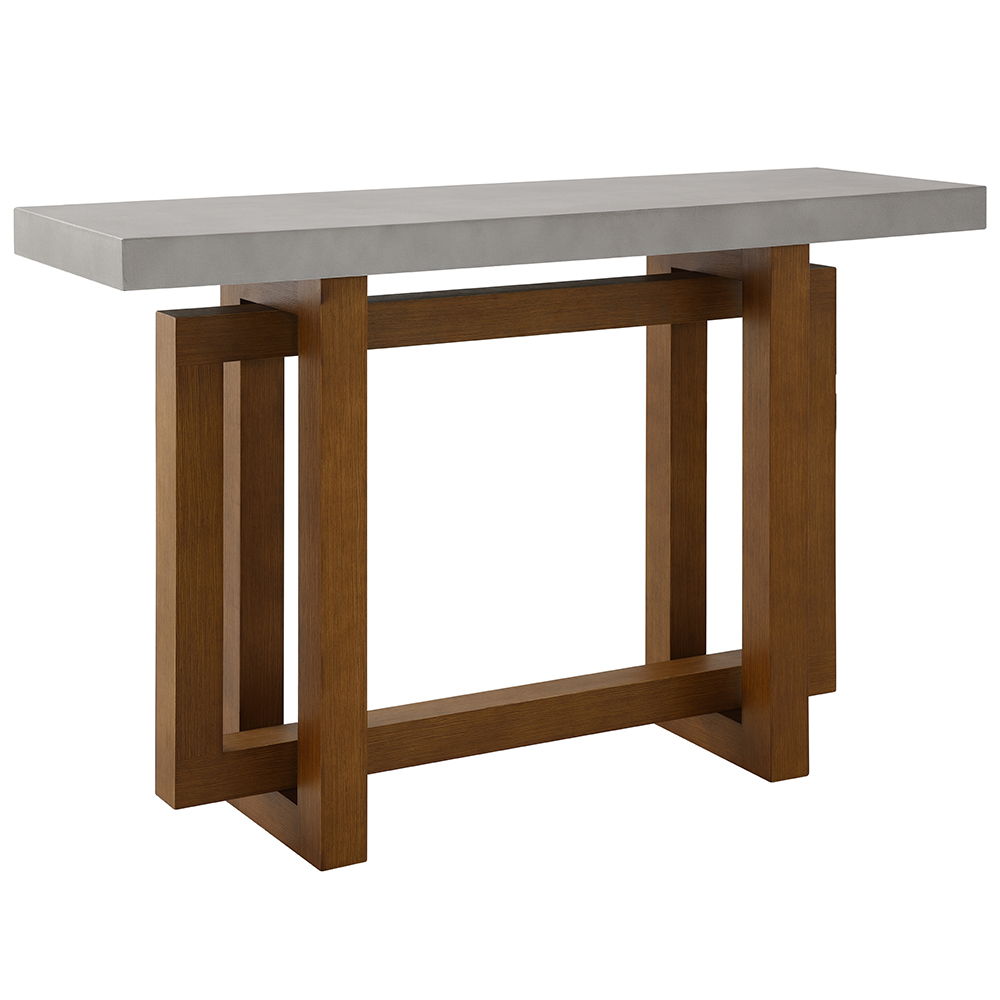 Keven - Sofa Table - Faux Concrete Top & Walnut Finish