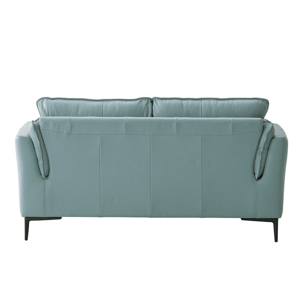 Mesut - Loveseat - Sage Green Top Grain Leather & Black