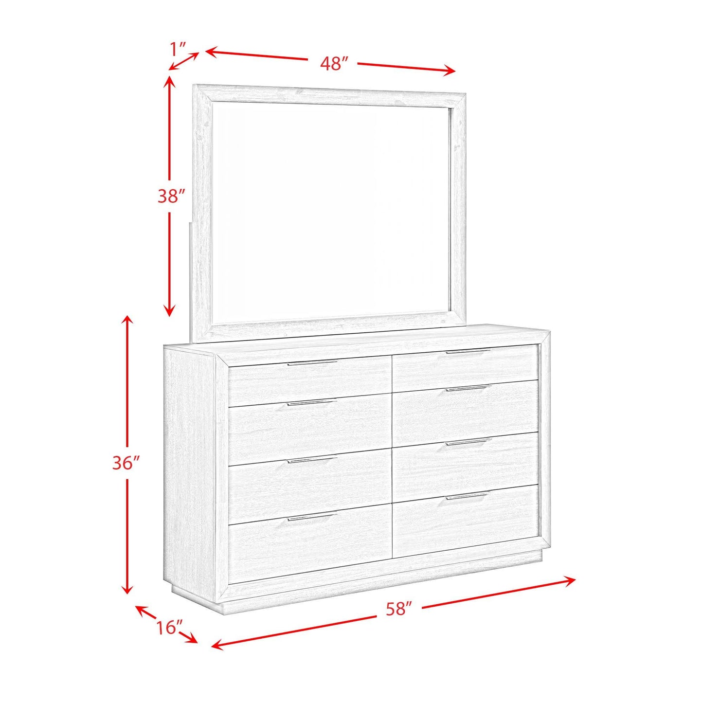 Arcadia - Dresser & Mirror Set - Gray