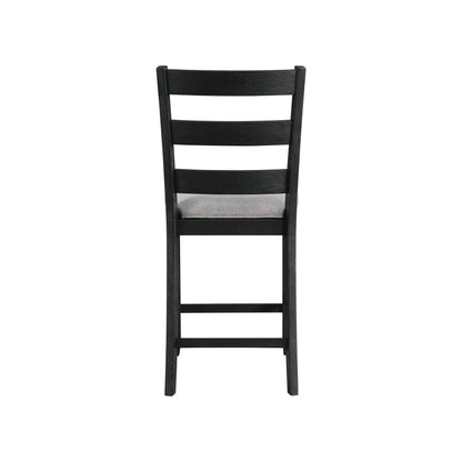 Martin - Counter Side Chair With Gray Fabric (Set of 2) - Black Finish