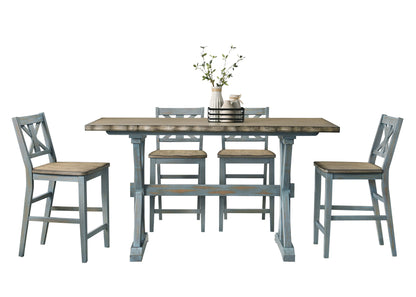 Summerville II - Counter Dining Table - Light Blue / Rustic