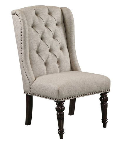 Coventry - Upholstered Wing Chair (Set of 2) - Mahogany / Pearl Silver