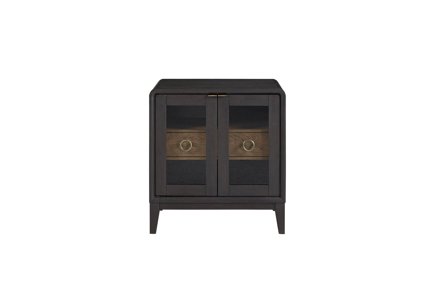 Elure - Glass Door Nightstand - Peppercorn