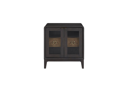 Elure - Glass Door Nightstand - Peppercorn