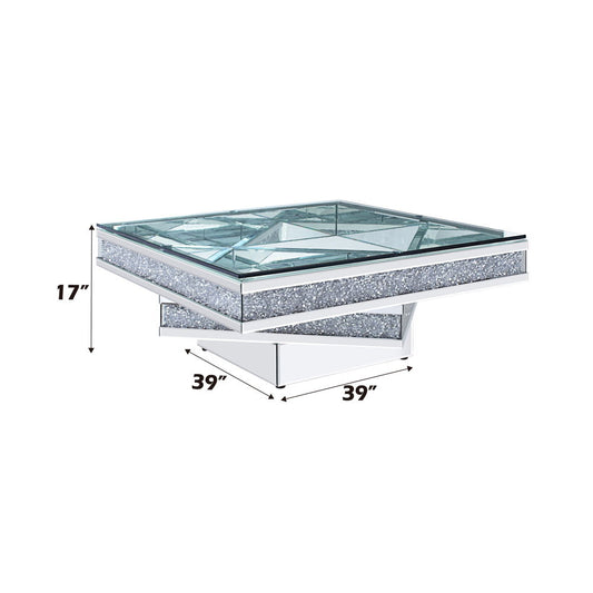 Noralie - Coffee Table - Mirrored & Faux Diamonds - 17"