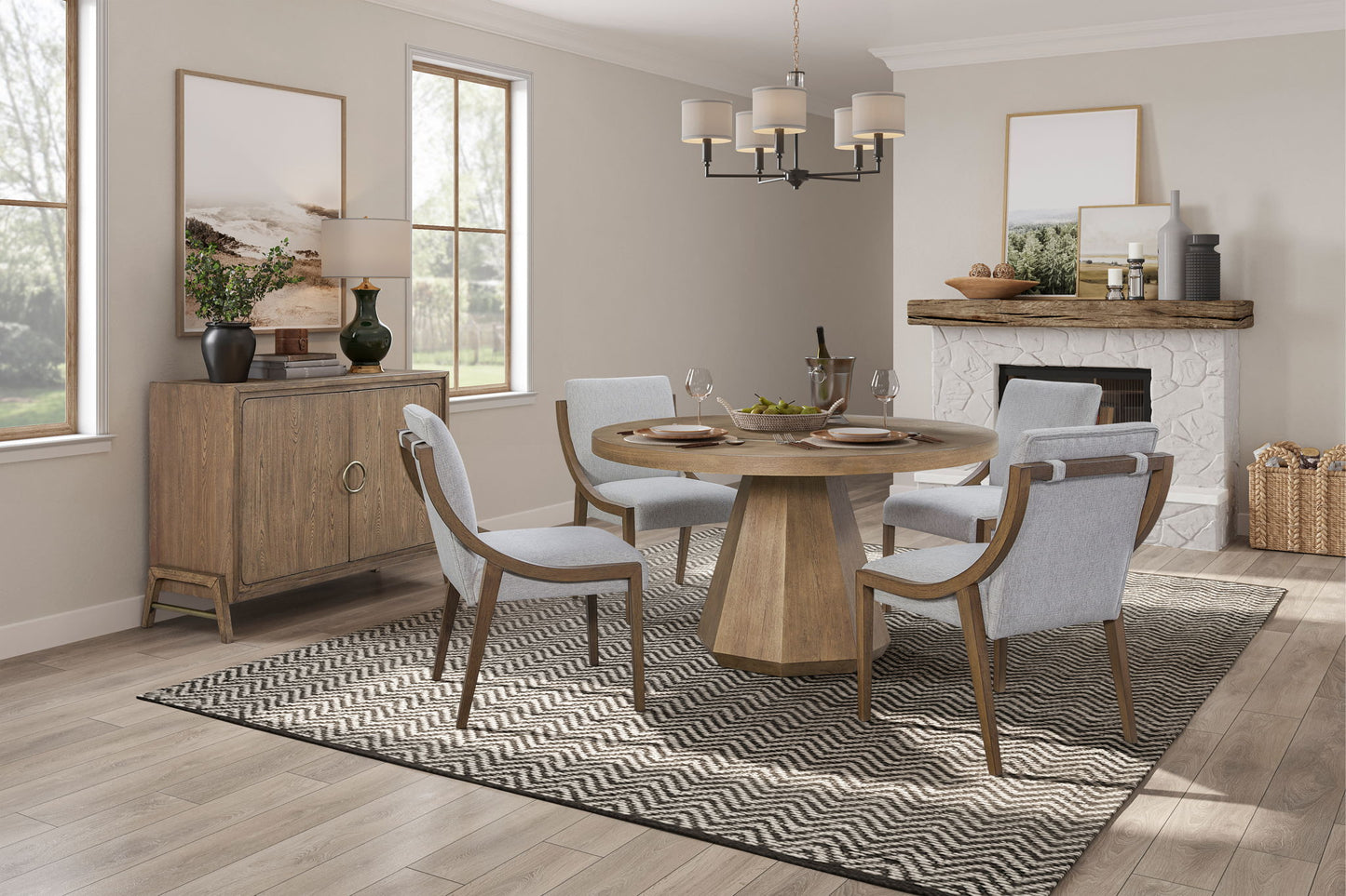 Elure - Round Dining Table With Lazy Susan - Latte