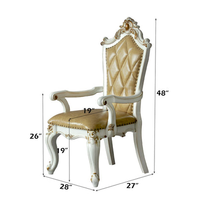 Picardy - Arm Chair (Set of 2) - Butterscotch Synthetic Leather & Antique Pearl