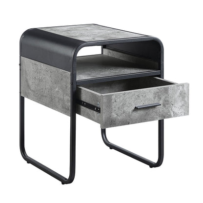 Raziela - 22" End Table - Concrete Gray & Black