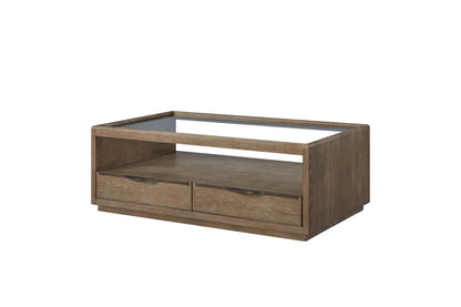 Trilogy - Glass Top Cocktail Table - Cocoa