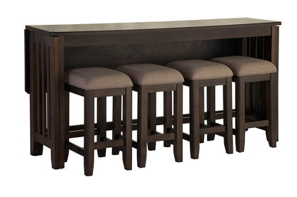 Lindsey - 5 Piece Drop Leaf Counter Set - Ebony / Beige