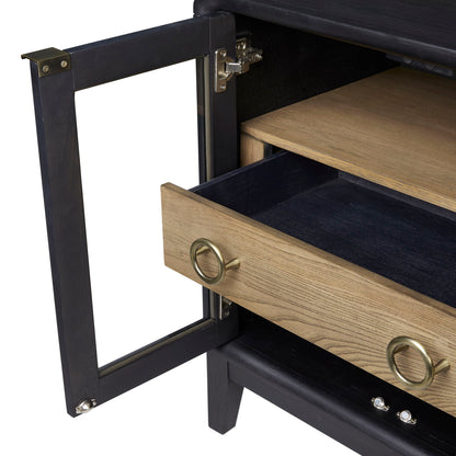 Elure - Glass Door Nightstand - Peppercorn