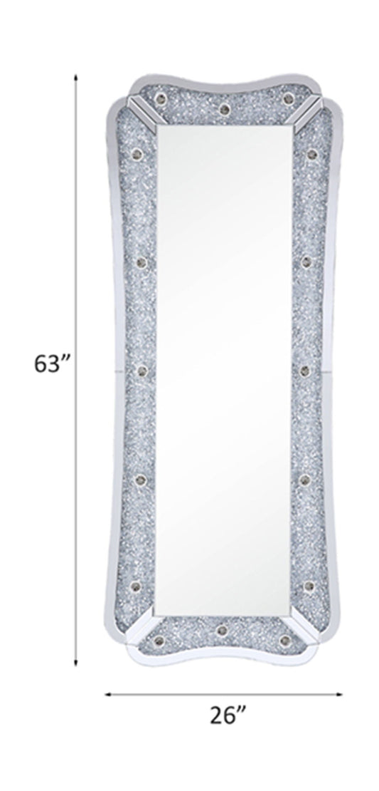 Noralie - 63" Floor Mirror With Faux Diamonds - Mirrored