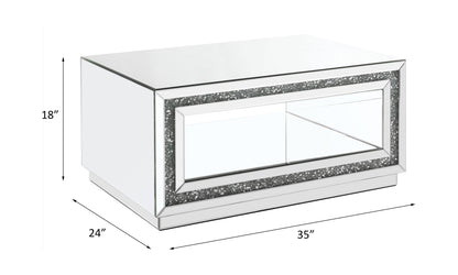 Noralie - 35" X 24" Coffee Table - Mirrored & Faux Diamonds